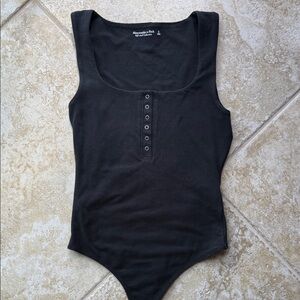 Abercrombie & Fitch Black Snap-Front Tank Bodysuit - size S